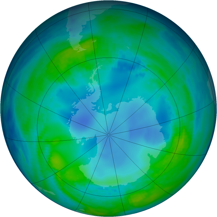 Antarctic ozone map for 15 May 1985